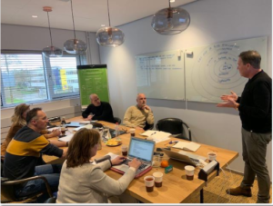 wial action learning directeur Twan Paes legt aan de deelnemers van de WIAL action learning coach opleiding uit hoe met het model van rationele analyses om te gaan.